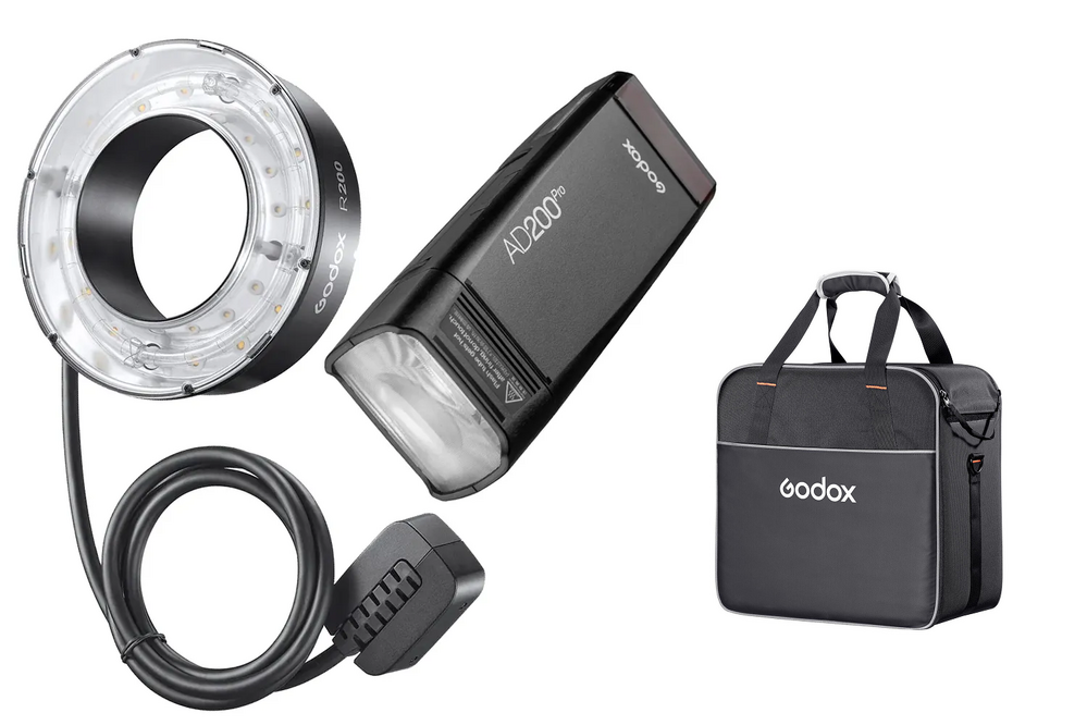 Godox AD200Pro Flash + R200 Ringflash Head Kit with CB-56 Carry Bag