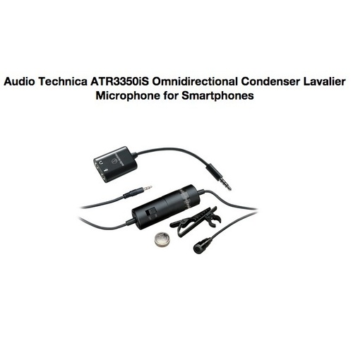 Audio Technica ATR3350iS Omnidirectional Condenser Lavalier Microphone for Smartphones
