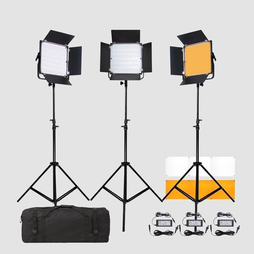 Pixel Video Light 3 x K80Sp LED Light Kit (Power Adaptor Included)(Battery Options:F-770 (5200mAh) + Charger)