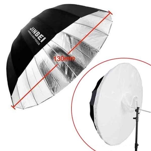 JINBEI 51" (130CM) DEEP UMBRELLA BLACK & SILVER COMBO WITH CLOTH