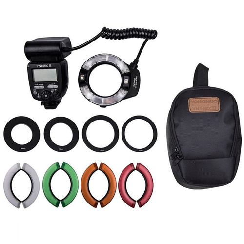 YONGNUO YN14EX II MACRO FLASH LIGHT KIT WITH 4 COLOR FILTERS (5600K , LARGE LCD DISPLAY)