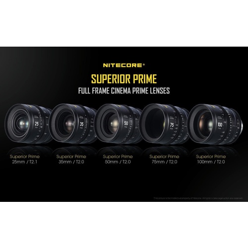 Nitecore Superior Prime Full Frame Prime Cine Lens Set of 5 with PL Mount