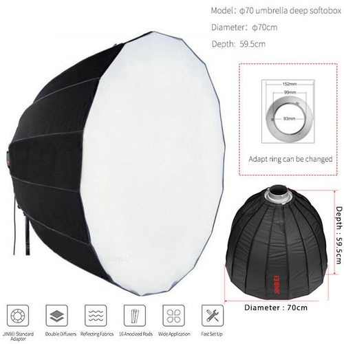 JINBEI DEEP PARABOLIC SOFTBOX 70CM (FOLDING)