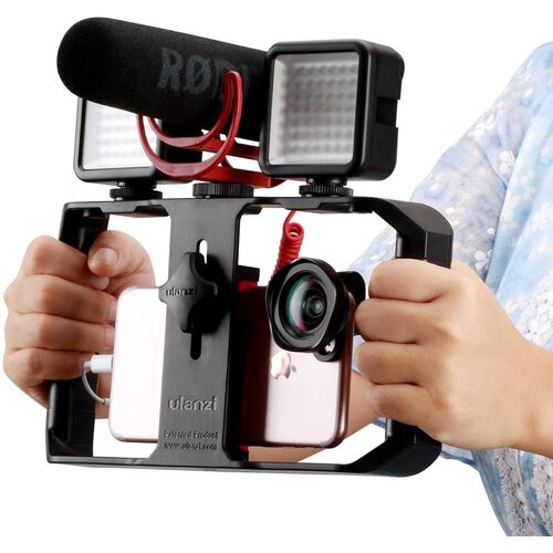 Ulanzi U-Rig Pro Smartphone Video Rig, Video Stabilizer w 1/4 inch Screw Triple Cold Shoe Mount