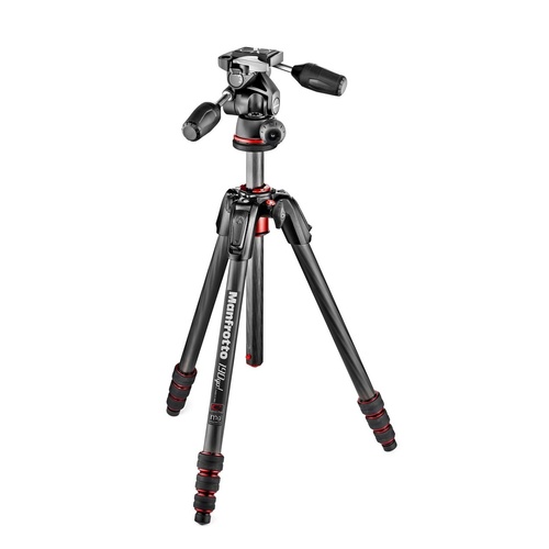Manfrotto MK190GOC4TB-3W - 190 GO! Carbon fibre  4-section twist lock tripod with head 