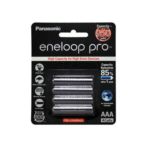 Panasonic eneloop PRO AAA Rechargable Batteries 950mAh Black Pack 4pcs