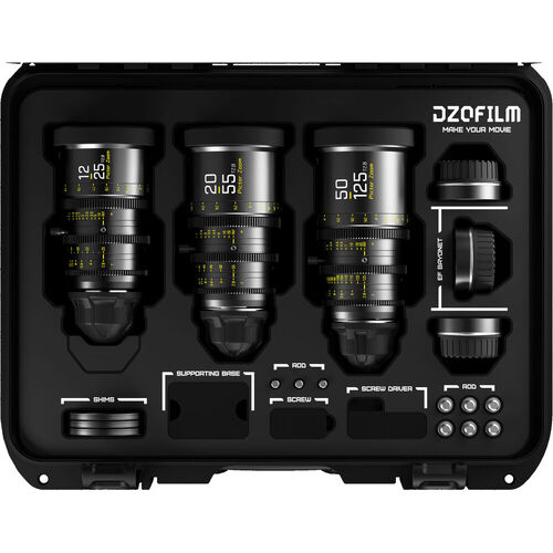 DZOFilm Pictor Super 35 Parfocal Zoom Lens Kit - 12 to 25mm, 20 to 55mm and 50 to 125mm