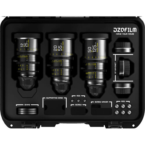 DZOFilm Pictor Super 35 Parfocal Zoom Lens Kit - 12 to 25mm, 20 to 55mm and 50 to 125mm