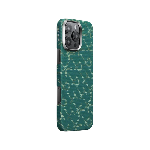 PITAKA Aramid Fibre Ultra-Slim Cas for iPhone 16 Pro Monogram-Gold/Green