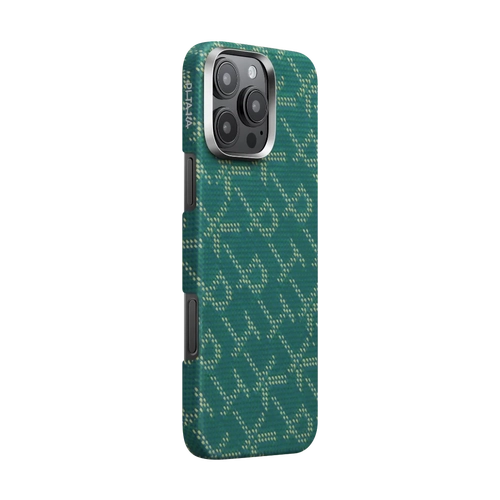 PITAKA Aramid Fibre Ultra-Slim Cas for iPhone 16 Pro Max Monogram-Gold/Green