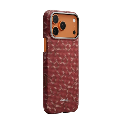PITAKA Monogram-Gold/Red Ultra-Slim Case for iPhone 17 Pro max