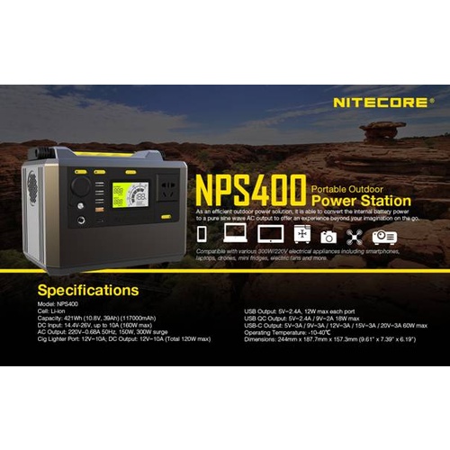 Nitecore Portable Power Station NPS400 Inverter