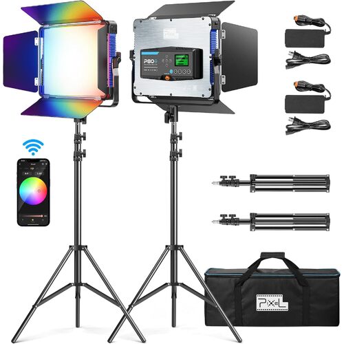 Pixel P80 RGB LED Panel 2 x Light Kit 