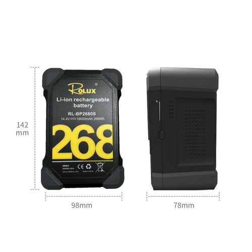 Rolux Heavy Duty 268W Li-ion Battery V-mount 