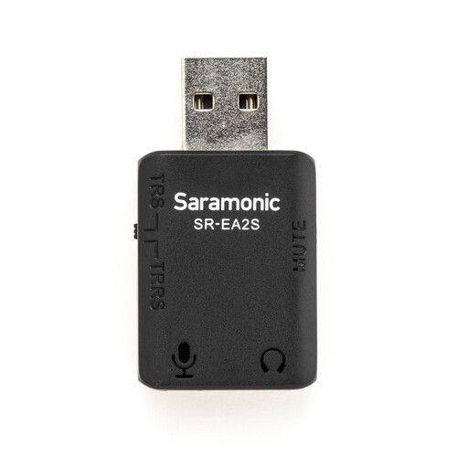 Saramonic SR-EA2S USB-A Audio Interface w/ 3.5mm TRS or TRRS Mic Input, Headphone Out & Mute for Computers